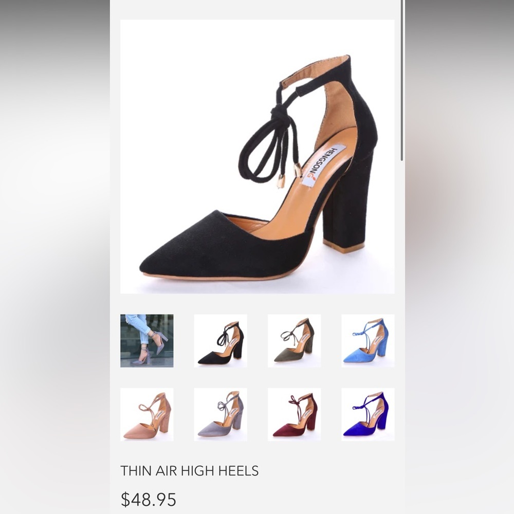 Hengsong Black Strappy Air Thin Heels Size 7 Women’s US
